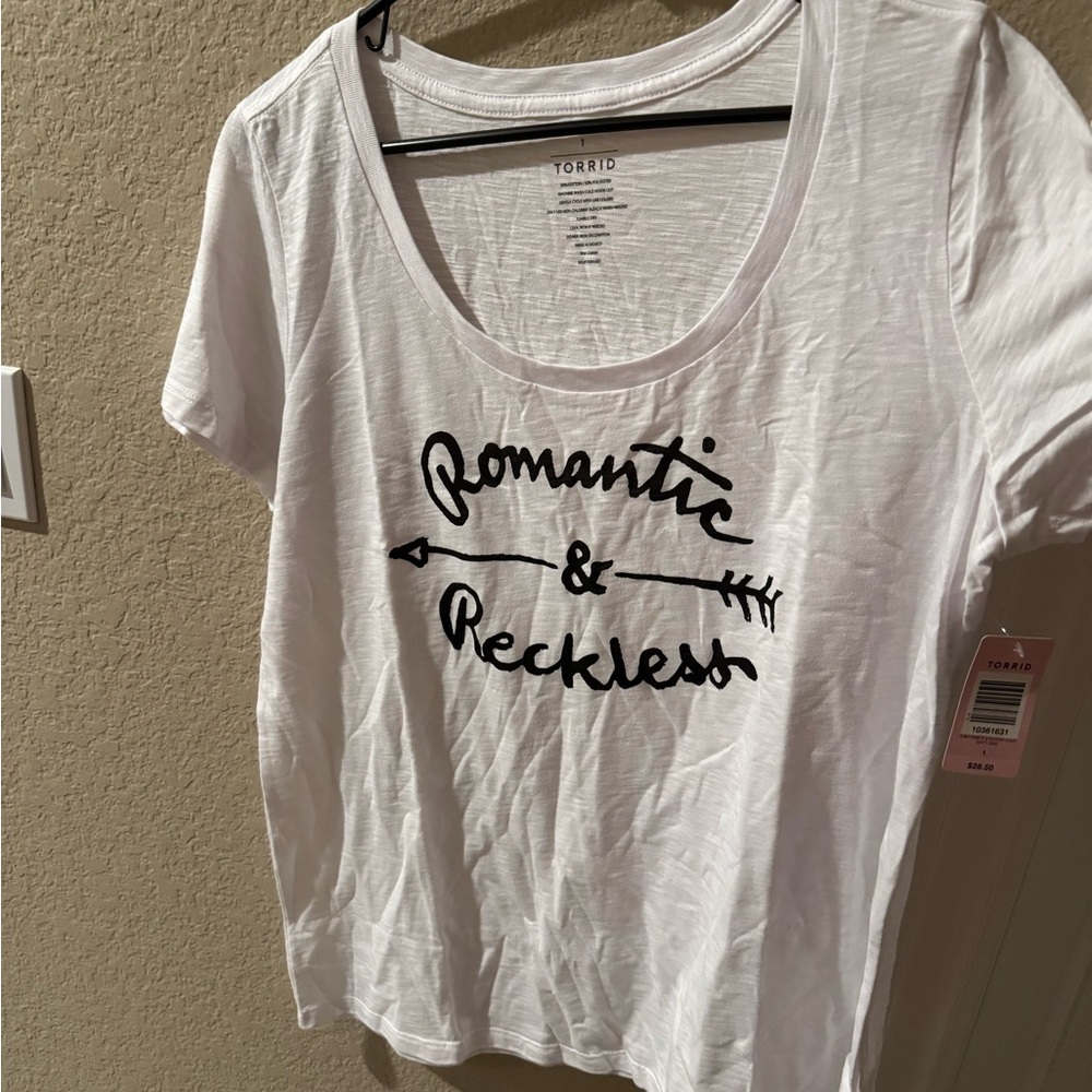 Torrid White Short Sleeve Tee with Black Graphic